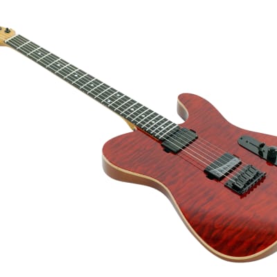 Gilmour Modern-T Hardtail HH, Transparent Red, EbonyFB | Quilted Maple Top, Roasted Neck, Black-HW imagen 2