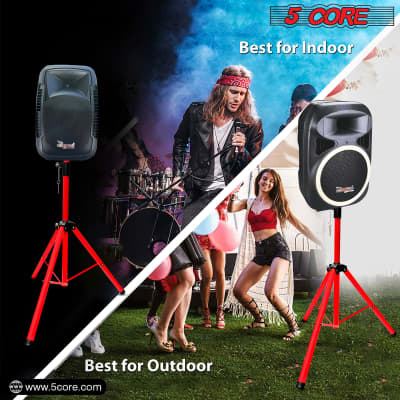5 Core Speaker Stand Tripod 2 Pieces Heavy Duty PA DJ Speakers Pole Mount Stands Professional with Mounting Bracket Height Adjustable 40 to 72 Inch Red  SS HD 2 PK RED image 15