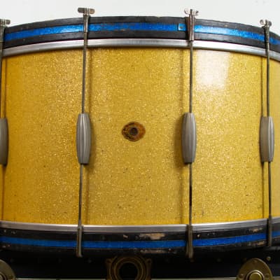 1940s Slingerland 14x28 Gold Sparkle Radio King Bass Drum image 2