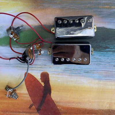 Epiphone  Ibanez  Humbucker pickup Pair HH single conductor Set electric guitar parts - Chrome project image 3