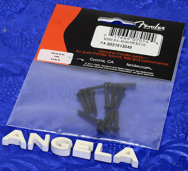 Genuine Fender Bridge Saddle Intonation Screws, Black, Reverb