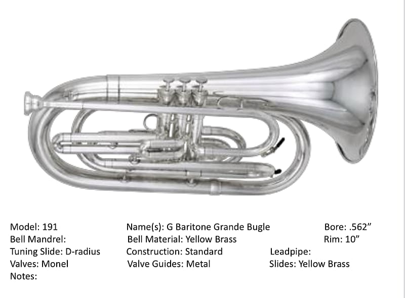 Kanstul USA 3 Valve Baritone Bugle Clear Lacquer - Custom