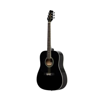 Stagg SA20DLHBK Black dreadnought acoustic guitar with basswood top, left-handed model image 1