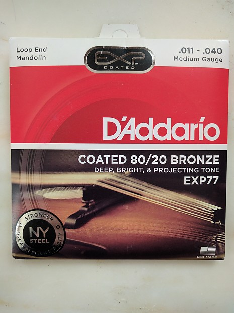 D'Addario EXP77 Coated 80/20 Bronze Mandolin Strings Medium 11-40 image 1