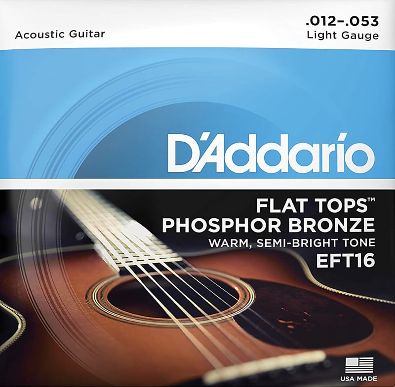 D'Addario EJ16 Phosphor Bronze Light Acoustic Guitar Strings Single Pack