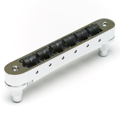 ResoMax NV2 4mm Tune-O-Matic Bridge w/ String Saver Saddles (Select Finish) (PS-8843) - Nickel image 2