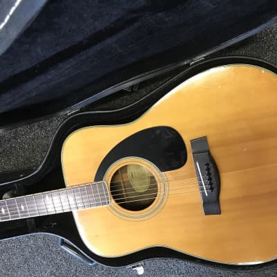 Yamaha FG-345 acoustic dreadnought guitar 1970s made in Taiwan with vintage hard case image 11