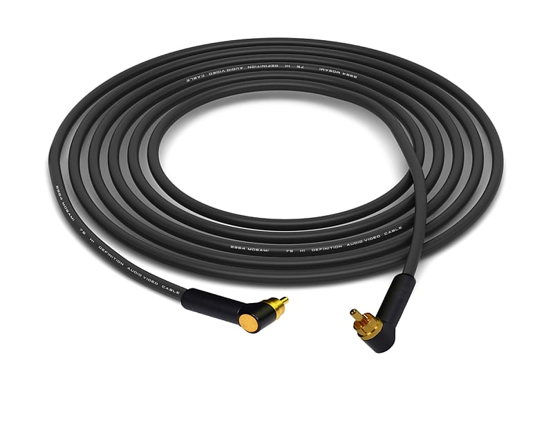 Mogami 2964 Digital 75 Ohm S/PDIF Cable | 90° RCA to 90° RCA Gold Connectors | Black 10 Feet image 1