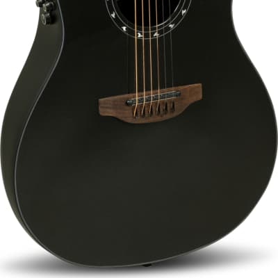 Ovation Ultra Mid-Depth Acoustic-Electric Guitar, Pitch Black w/ Gig Bag for sale