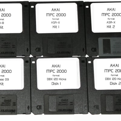 Akai MPC 2000 3000 and 2000xl Format Floppy 6 Disk Sample Library TR 8 Jomox Xbase 09 DBX 120 Kicks Ensoniq ASR X Kits