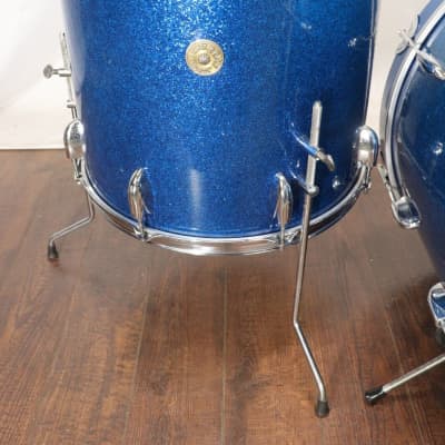 Gretsch Blue Sparkle 3pc Drum Kit Set Vintage 1950's 3ply image 10
