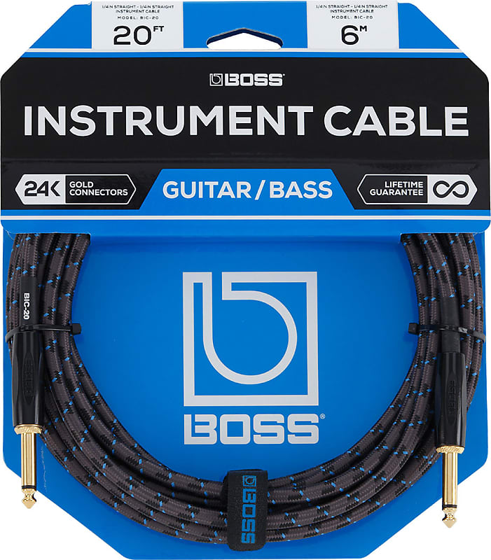 Boss BIC-20 1/4" TS Straight Instrument Cable - 20' image 1