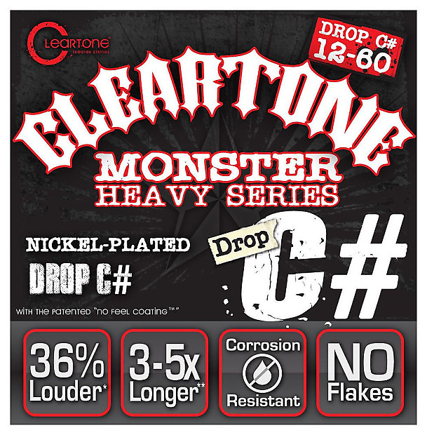 Cleartone 9460 Nickel Plated Drop C# Electric Guitar Strings - Monster Heavy (12-60) image 1