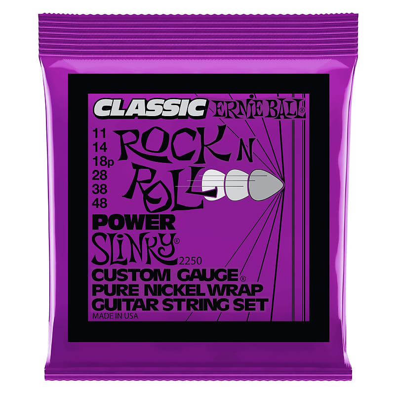 Ernie Ball Power Slinky Classic Rock N Roll Pure Nickel Wrap Electric Guitar Strings 11-48 Gauge
