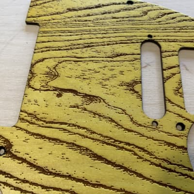 US satin yellow swamp ash grain laser engraved birch wood pickguard for telecaster image 2