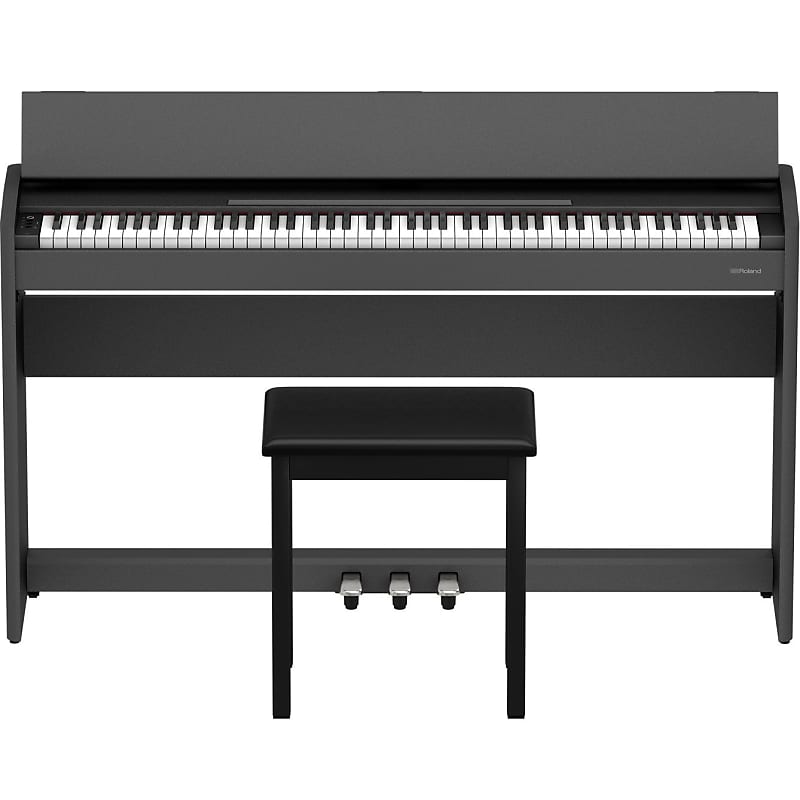 Roland F-107-BK 88-Key Slim Digital Piano w/ Stand, Bench, and 3-pedals, Black image 1