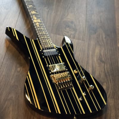 Schecter Synyster Gates Custom-S in Black with Gold Stripes | Reverb