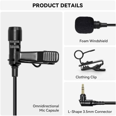 Hollyland LARK M2 Wireless Lavalier Microphone Combo (Shine Charcoal) + 2x Hollyland Lavalier Microphone: Omni Sound, Wide Compatibility (3.5mm) image 11