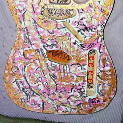 Massa Guitars USA Telecaster Guitar Body Marilyn Monroe 24K GoldLeaf  Haring Top 2022 image 12