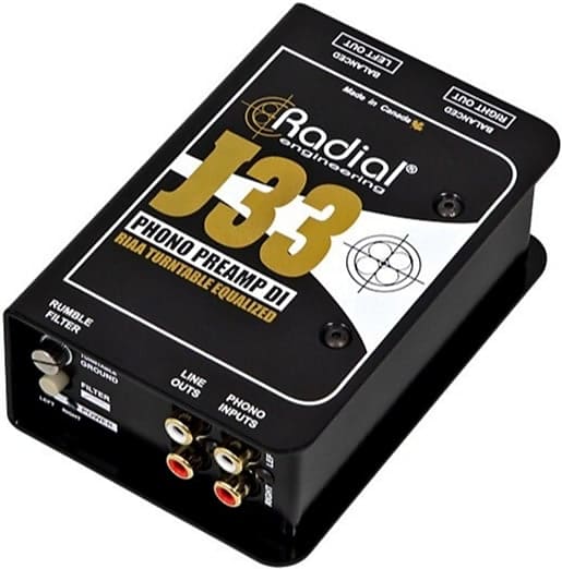 RADIAL J33 Active Turntable Preamp &amp; DI Box combines 48V phantom DC power supply  			
