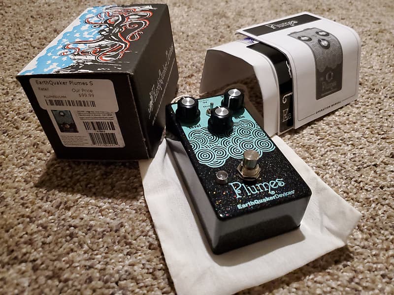 EarthQuaker Devices Plumes - Black Sparkle / Teal Print | Reverb