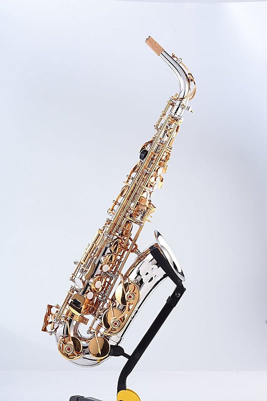 OPUS 351NL Eb ALTO SAXOPHONE, NICKEL PLATED BODY, DARK GOLD LACQUER KEYS, HIGH #F KEY,  LEATHER PADS, ABS CASE image 1