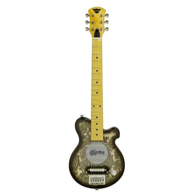Pignose PGG-200-BKPL Short-Scale Mini Electric Guitar, Built-In Amp, Black Paisley for sale