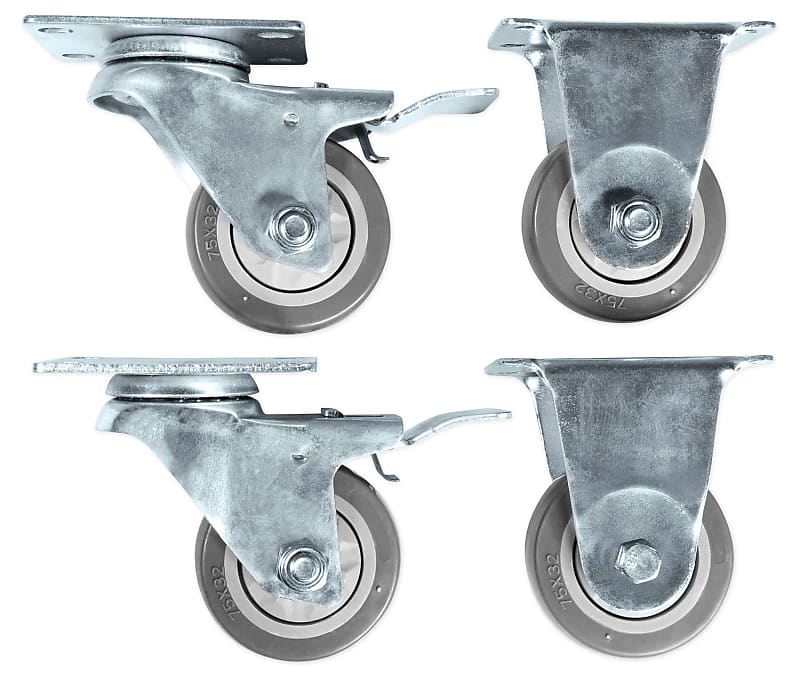 Rockville 3" Locking+Swivel Steel Caster Wheels For Peavey QW Reverb