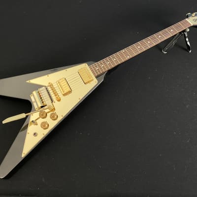 2002 Gibson Custom Shop Lenny Kravitz Signature '67 Flying V Ebony/Gold Sparkle image 2