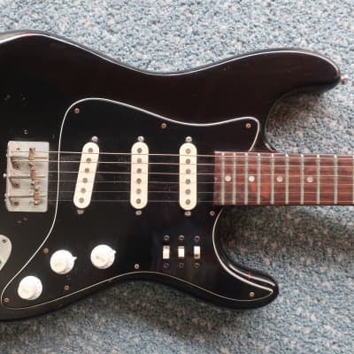 Vintage 1980s MIJ MIK Unknown Teisco Factory Stratocaster Strat Clone Guitar Black Headstock Decal Missing 8 Pounds image 2