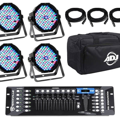 American DJ MEGA FLAT PAK 4x Mega Par Profile+DMX Cables+Bag+DMX Controller image 1