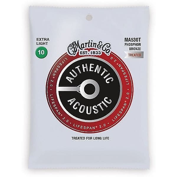 Martin Strings Authentic Acoustic Lifespan Phosphor Bronze Acoustic Guitar Strings Extra Light - 10-47 image 1