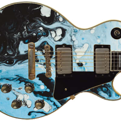 Sticka Steves Guitar Skin Axe Wrap Re-skin Vinyl Decal DIY Black & Blue Water Colors 316 for sale