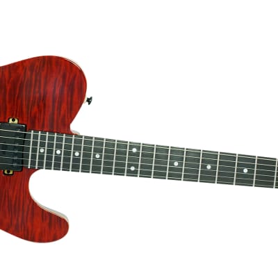 Gilmour Modern-T Hardtail HH, Transparent Red, EbonyFB | Quilted Maple Top, Roasted Neck, Black-HW image 3