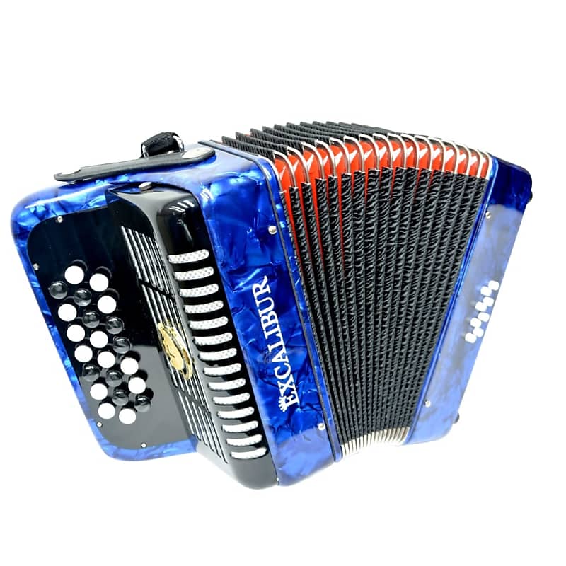 Excalibur Weltbestin 22 Key Chromatic Accordion Light Blue Reverb