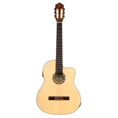 Ortega RCE125SN Family Series Thinline Acoustic-Electric Classical Guitar Satin Natural w/Gig Bag for sale