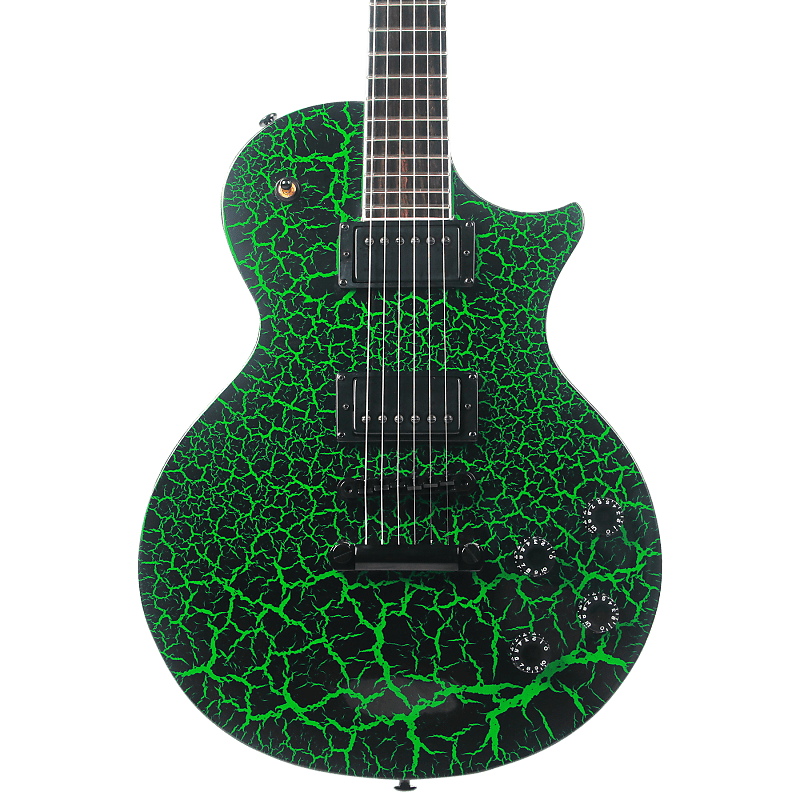10S GF Modern 1988 Metal Single Cutaway Electric Guitar Green Crackle image 1