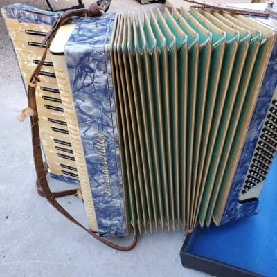 Johannes Adler Accordion with case nice! 1940's Blue Marine Pearl image 3