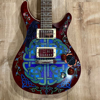 Custom Design Celtic Knot and Raven Hand-painted Tokai Guitar image 11