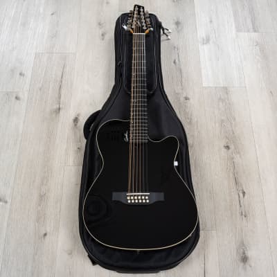 Godin 048588 A12 Black HG 12-String Guitar, Solid Cedar Top, Gloss Black Finish image 10