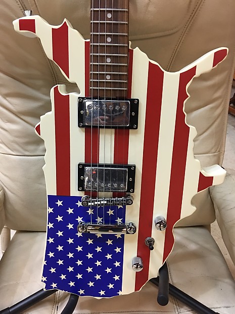 Glen Burton Usa Flag Guitar New