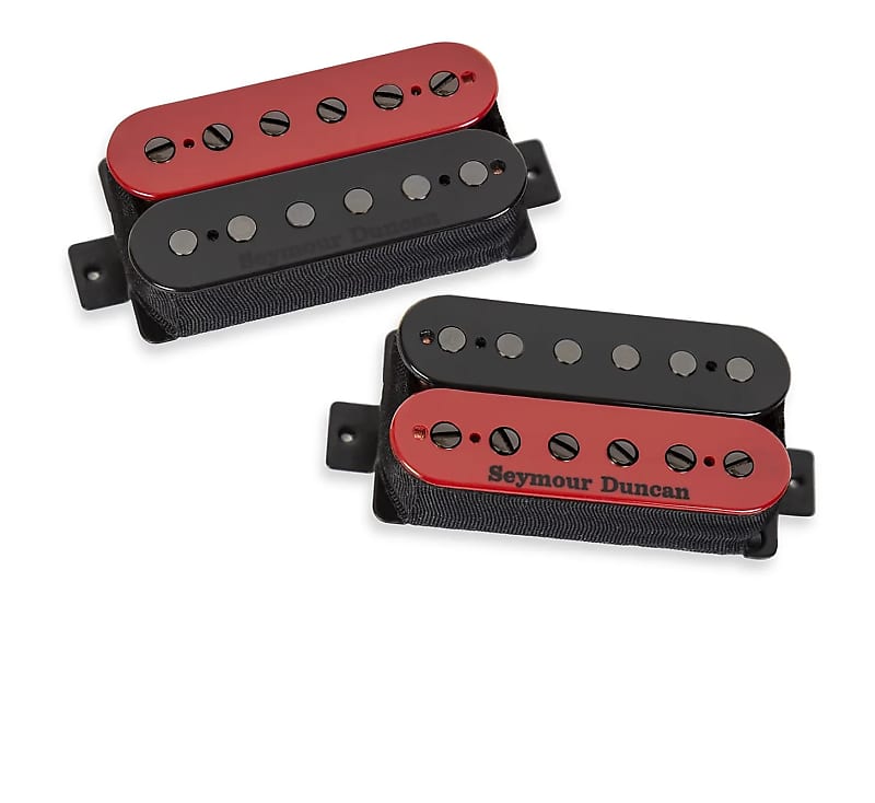 Seymour Duncan Pegasus Bridge & Sentient Neck 6 String Black & Red Zebra  Humbucker Guitar Pickup Set