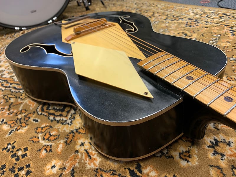 Airline Art Deco Archtop Acoustic Guitar 50's Black and