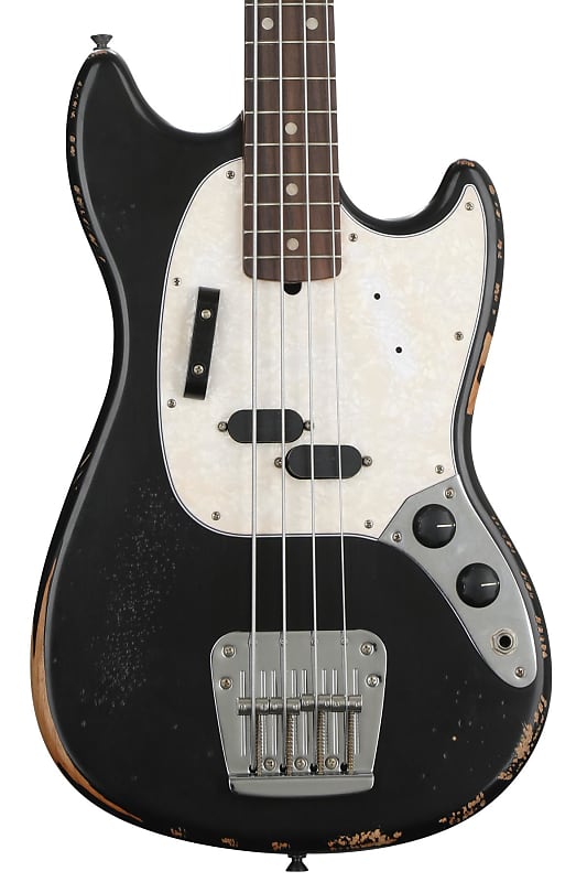 Fender JMJ Road Worn Mustang Bass - Black image 1