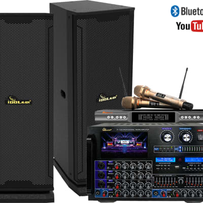 IDOLmain Best Sound System Superior Speakers , 8000W Mixing Amplifier& Dual High-End Wireless Mics image 1