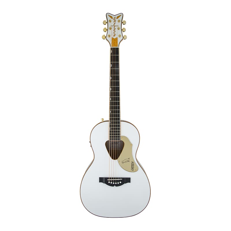 Gretsch G5021E Rancher Penguin Parlor Acoustic/Electric 6-String Guitar with 12-Inch Radius Laurel Fingerboard for Live Performances (Right-Handed, White) image 1