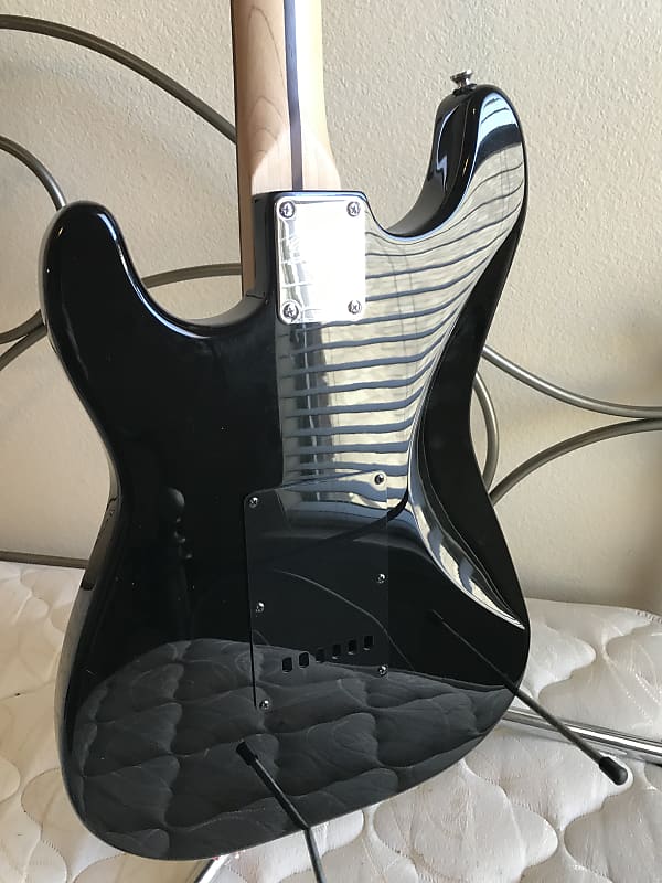 Rare Squier Standard Stratocaster Black Strat matching | Reverb