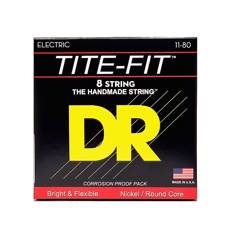 DR Tite Fit TF8-11 Round Core 8 string  Electric Guitar Strings 11-80 image 1