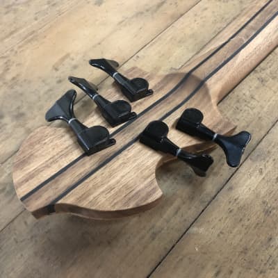 *last day of spring sale* Letts “WyRd mini” travel fretless 5 string bass guitar Spalted Beech Ebony Walnut handcrafted in the UK 2023 image 8