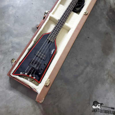 RARE: Phantom Guitarworks HBBR-BR Batmobile Surf Stick Electric Bass (1980s, Black/Red) image 1